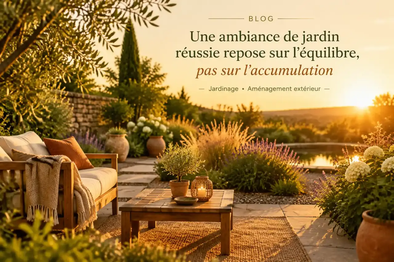 Une ambiance de jardin réussie repose sur l’équilibre, pas sur l’accumulation