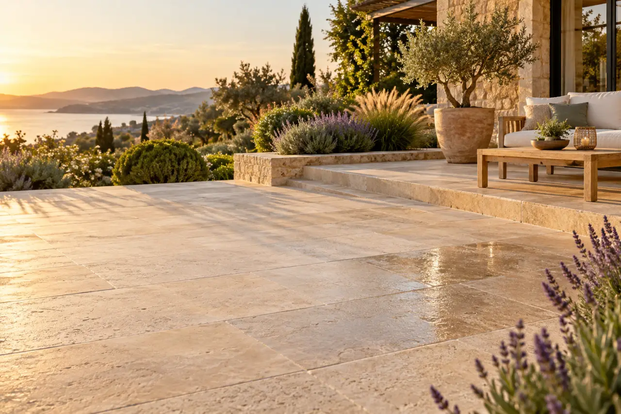 Dallages en pierres naturelles : évitez une terrasse glissante en choisissant la bonne finition
