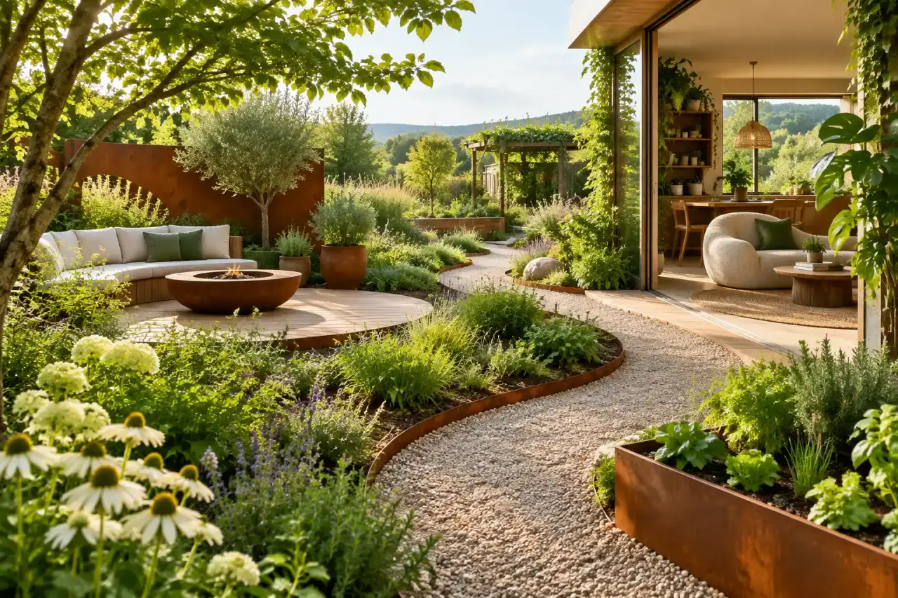 Aménagement d'un jardin fluide aux formes organiques