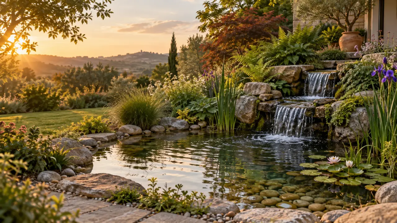 Construire un petit bassin de jardin avec cascade : les dimensions et le débit à prévoir